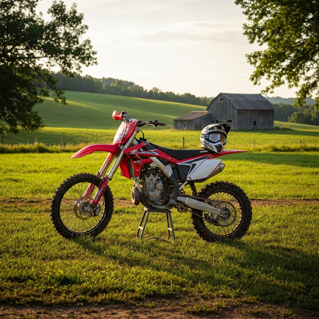 Dirt bike in a rural setting